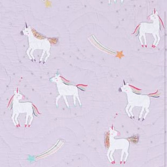 Pottery Barn Kids queen lavender unicorn quilt - Picture 4 of 9